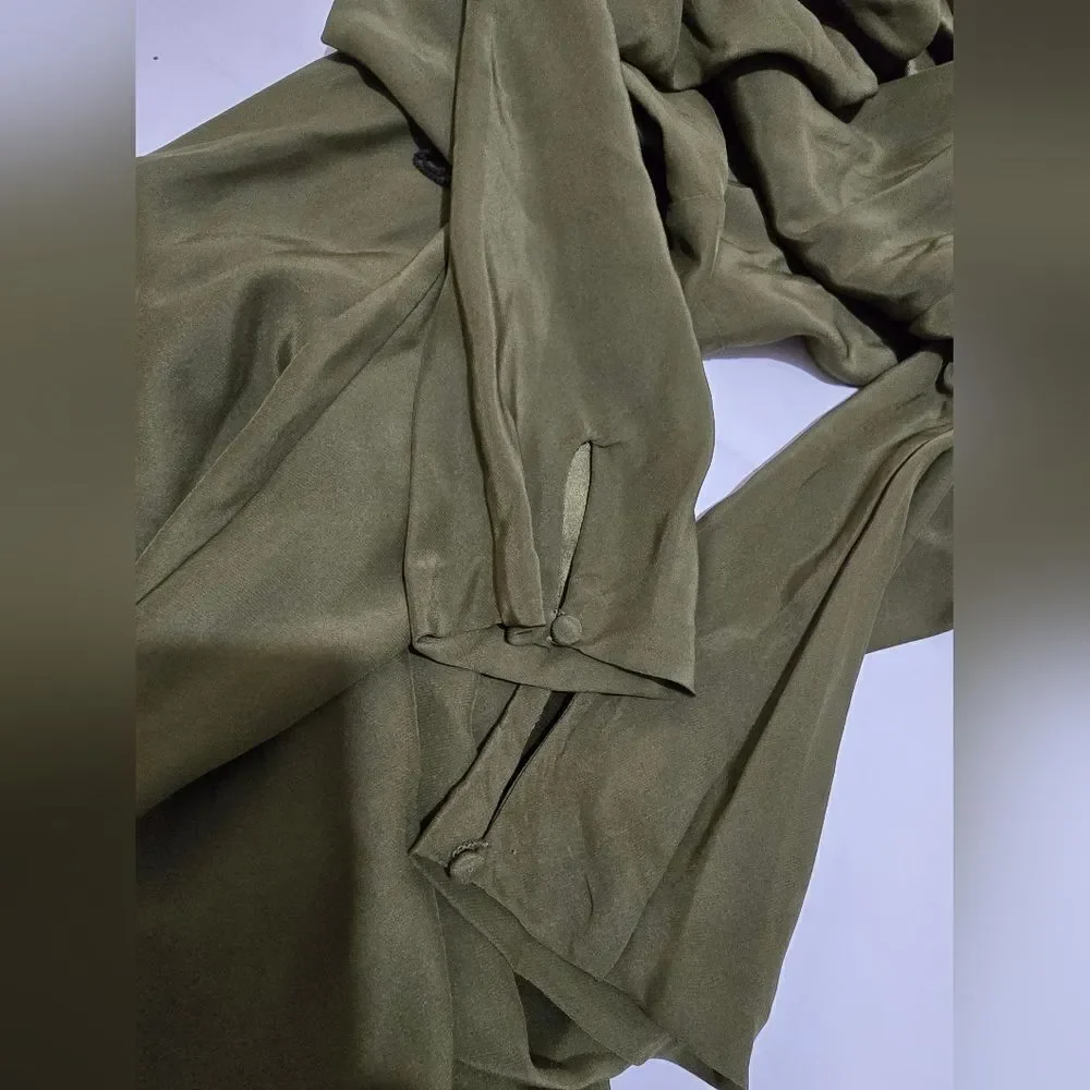NWT Elizabeth And James 100% Silk Belted Dress In Green Size Small